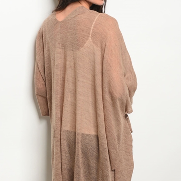 TAUPE KNIT CARDIGAN SWEATER - Picture 3 of 3
